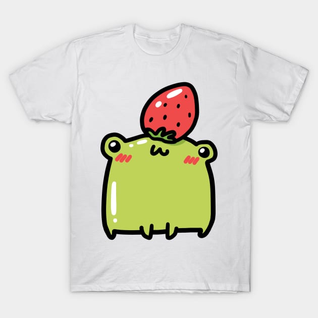 Frog with strawberry hat T-Shirt by Nikamii